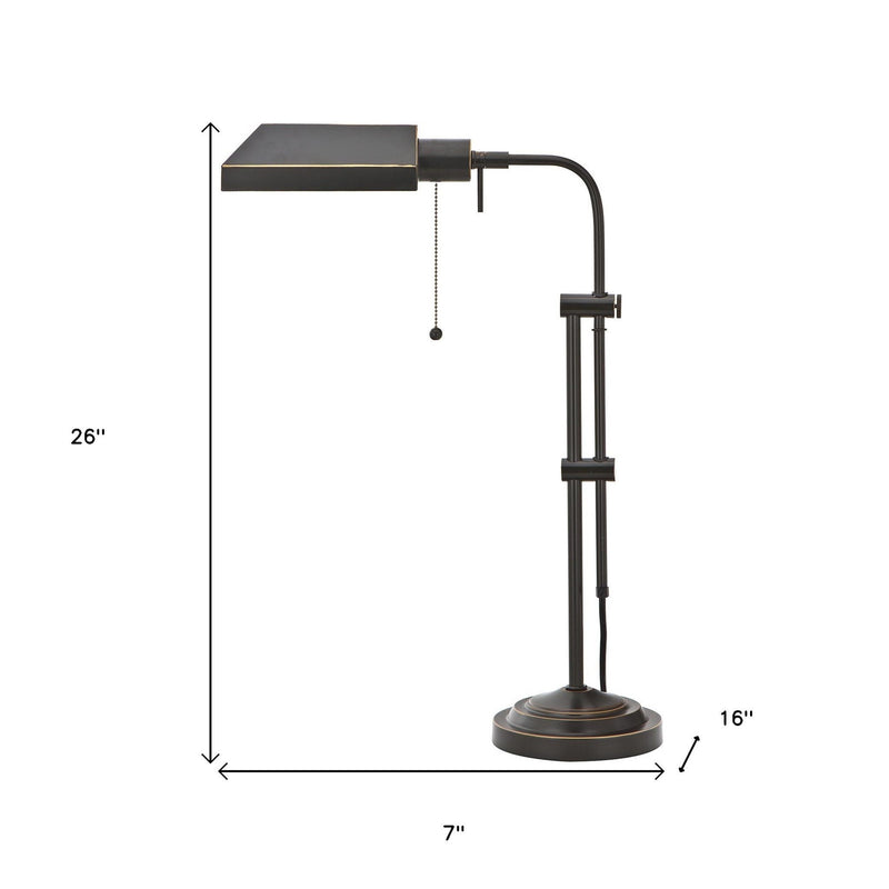 Metal Adjustable Table Lamp With Bronze Rectangular Shade - Bronze