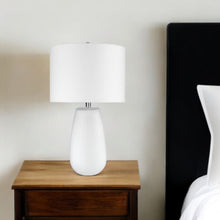 Load image into Gallery viewer, Glass Table Lamp With White Drum Shade - White
