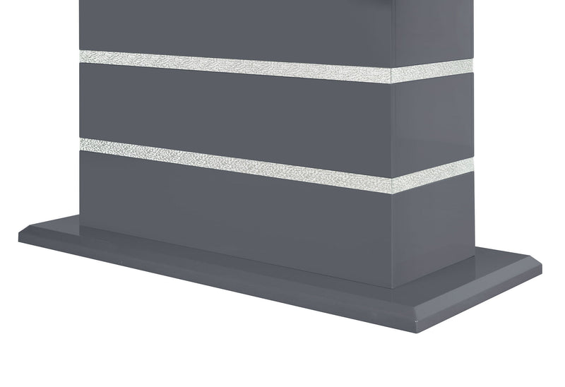 24" Faux Crystals Glass And Wood Square Pedestal End Table - Dark Gray And Silver