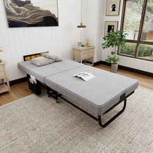 Load image into Gallery viewer, Twin Folding Bed With Headboard &amp; USB Charging Station - Gray
