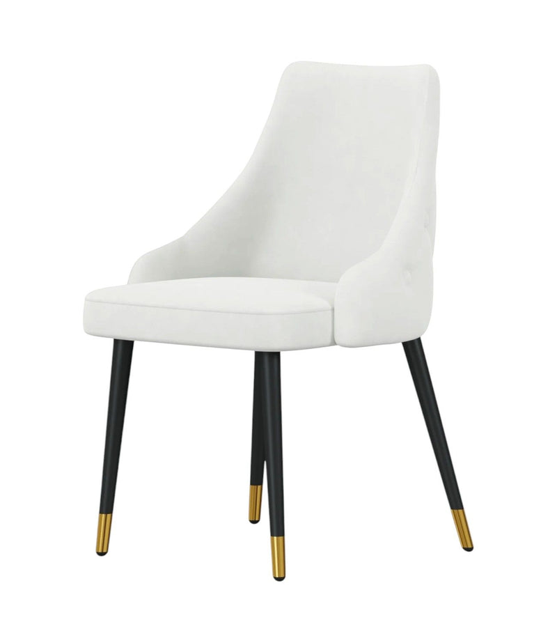 Upholstered Fabric Dining Side Chair (Set of 2) - White / Black