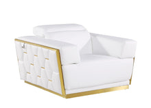 Load image into Gallery viewer, 47" Italian Leather Club Chair - White / Gold
