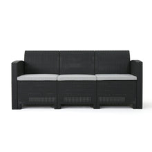 Load image into Gallery viewer, Outdoor 3 Seater Rattan Sofa With Water Resistant Cushions
