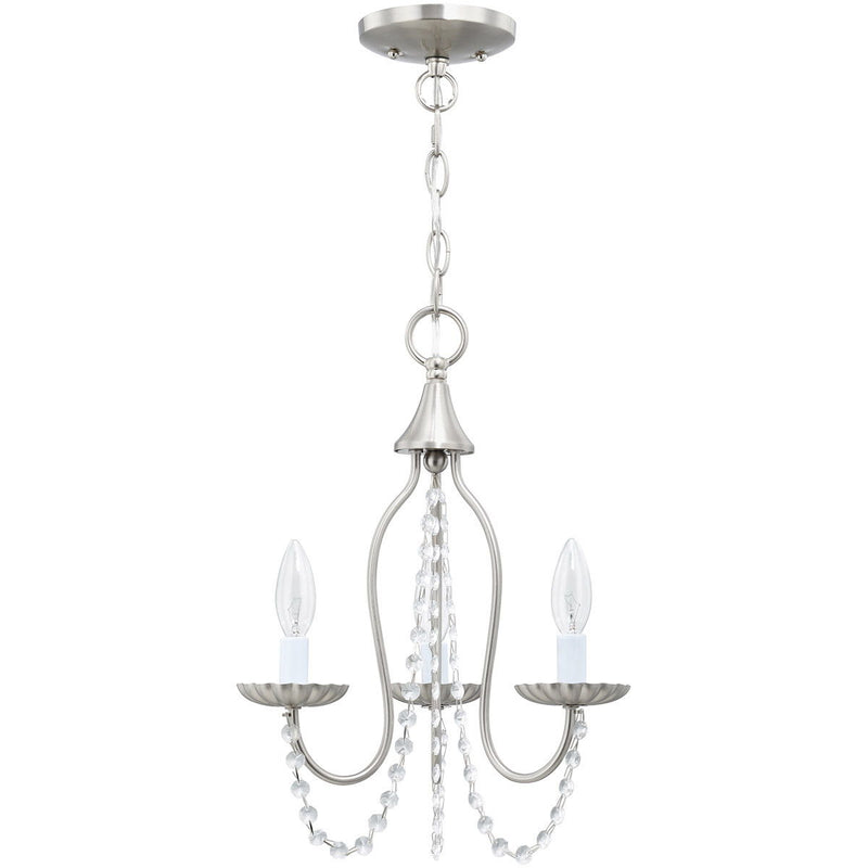 17'' Three Light Dimmable Chandelier With Shades - Nickel