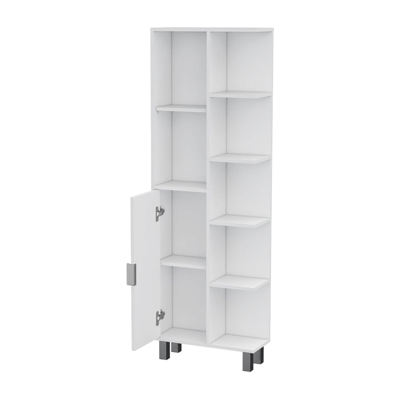 63" Wood Accent Cabinet With Single Door - White