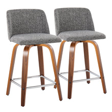 Load image into Gallery viewer, Toriano - Mid Century Modern Fixed Height Counter Stool With Swivel And Square Footrest (Set of 2)
