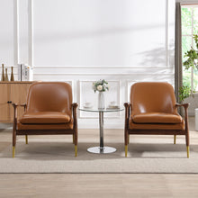 Load image into Gallery viewer, Mid - Century Accent Chair With Cushioned Seat, Brass Tipped Legs
