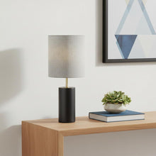 Load image into Gallery viewer, Wood Circular Block Table Lamp - Black
