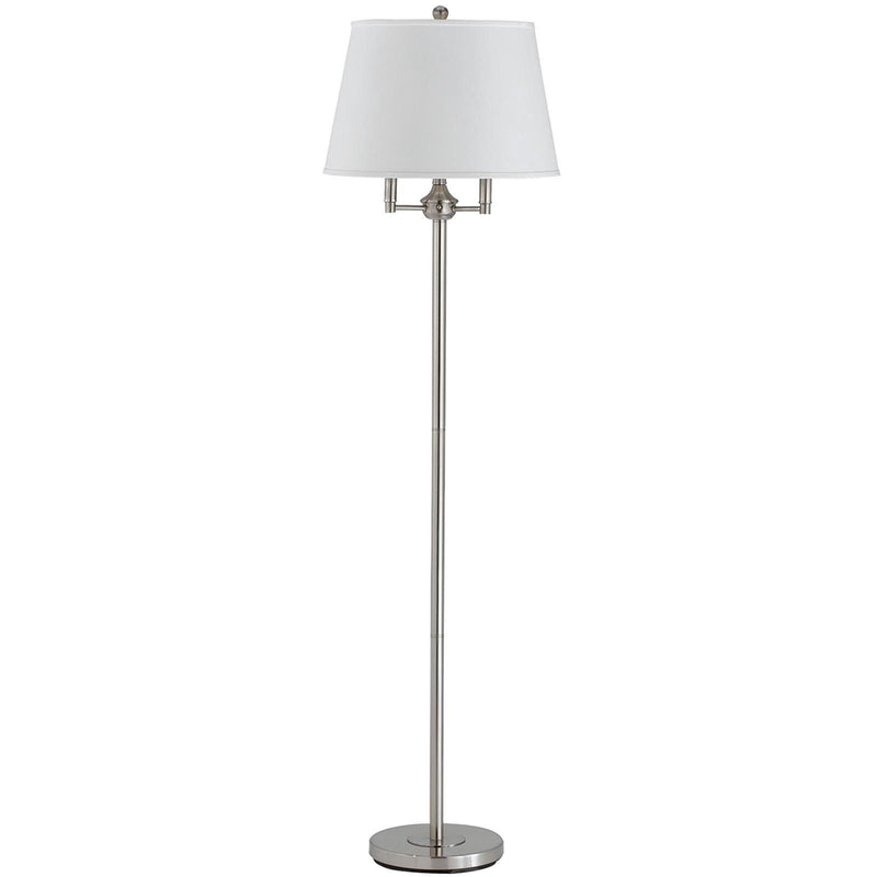 Four Light Traditional Shaped Floor Lamp With White Square Shade - Nickel