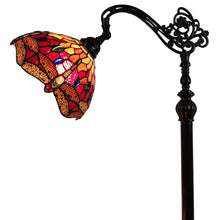 Load image into Gallery viewer, Traditional Shaped Floor Lamp With Red Yellow And Brown Stained Glass Dome Shade - Brown
