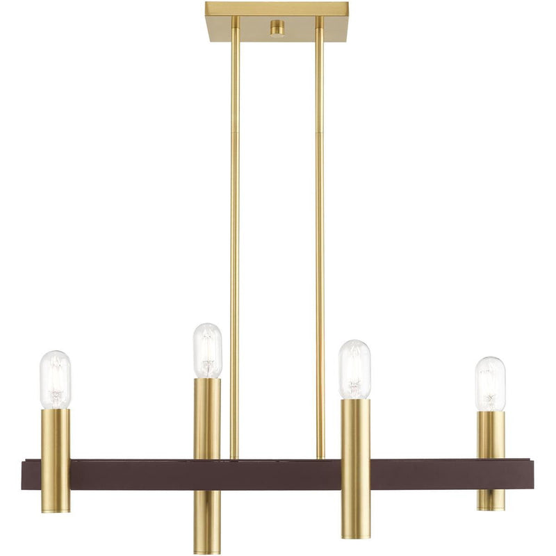 Four-Light Dimmable Chandelier With Shades - Bronze