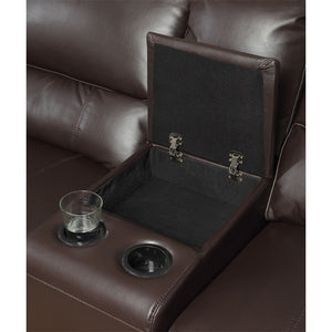 Saul - Power Motion Leather-Aire Sectional Sofa - Espresso