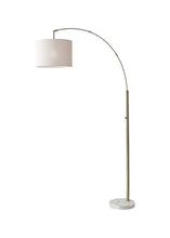 Load image into Gallery viewer, Arc Floor Lamp With Off-White Solid Color Drum Shade - Brass
