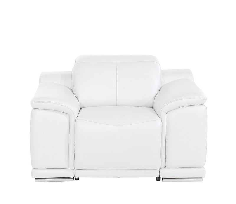 Genuine Leather Wall Hugger Power Recliner With USB - White