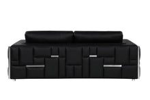 Load image into Gallery viewer, Italian Leather Sofa With Silver Legs - Black
