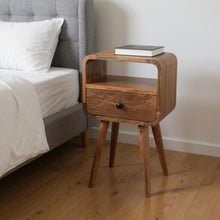 Load image into Gallery viewer, 22" Modern Solid Wood Square One Drawer Nightstand - Oak
