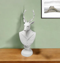 Load image into Gallery viewer, Poly Suited Deer Bust Tabletop Sculpture - White
