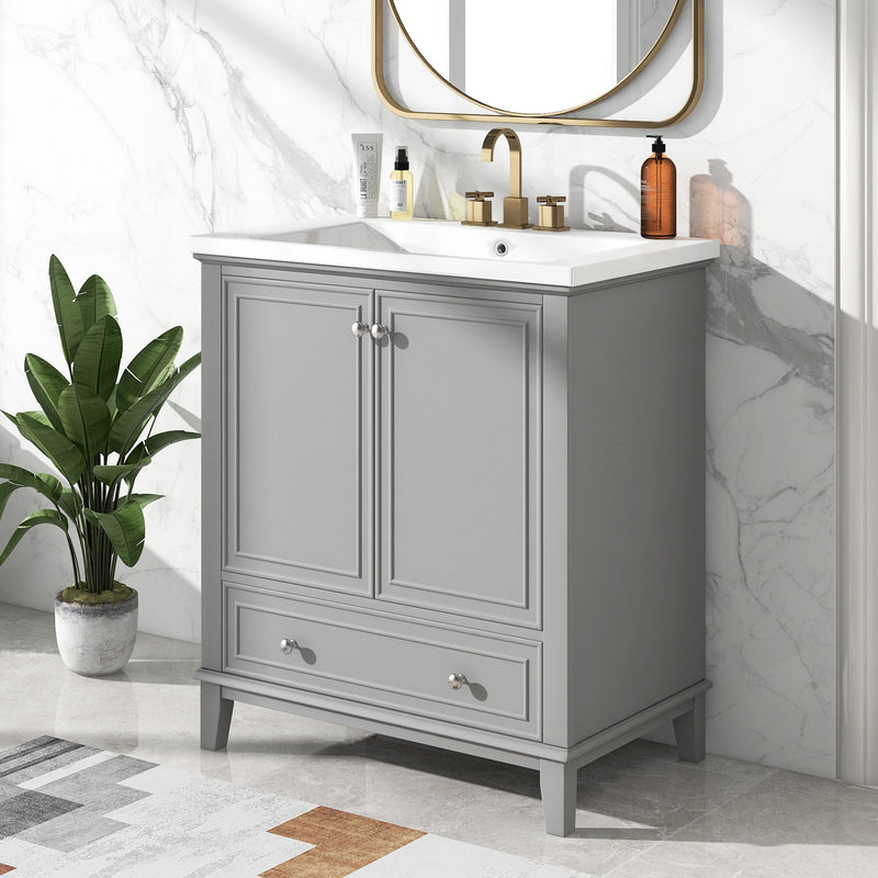 Modern Bathroom Vanity With Sink Combo, Multi Functional Cabinet With Doors And Drawer