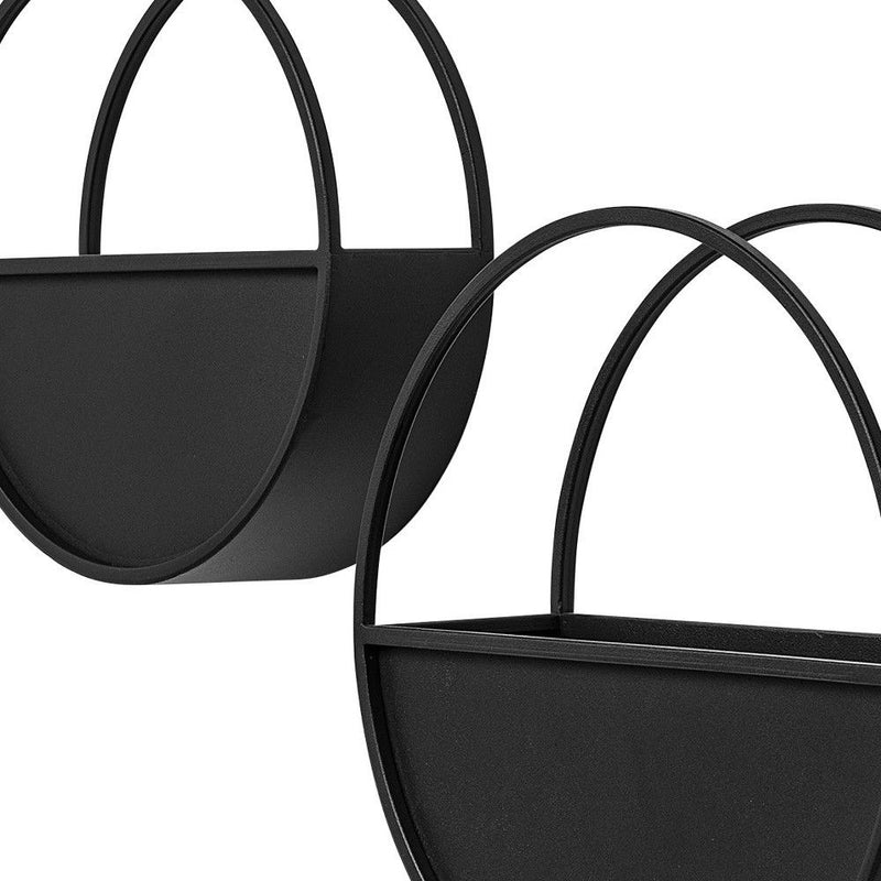Round Hanging Planters (Set of 2) - Black