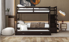 Load image into Gallery viewer, Twin Over Twin Bunk Bed with Trundle and Staircase,Espresso(OLD SKU:LT000068AAP)
