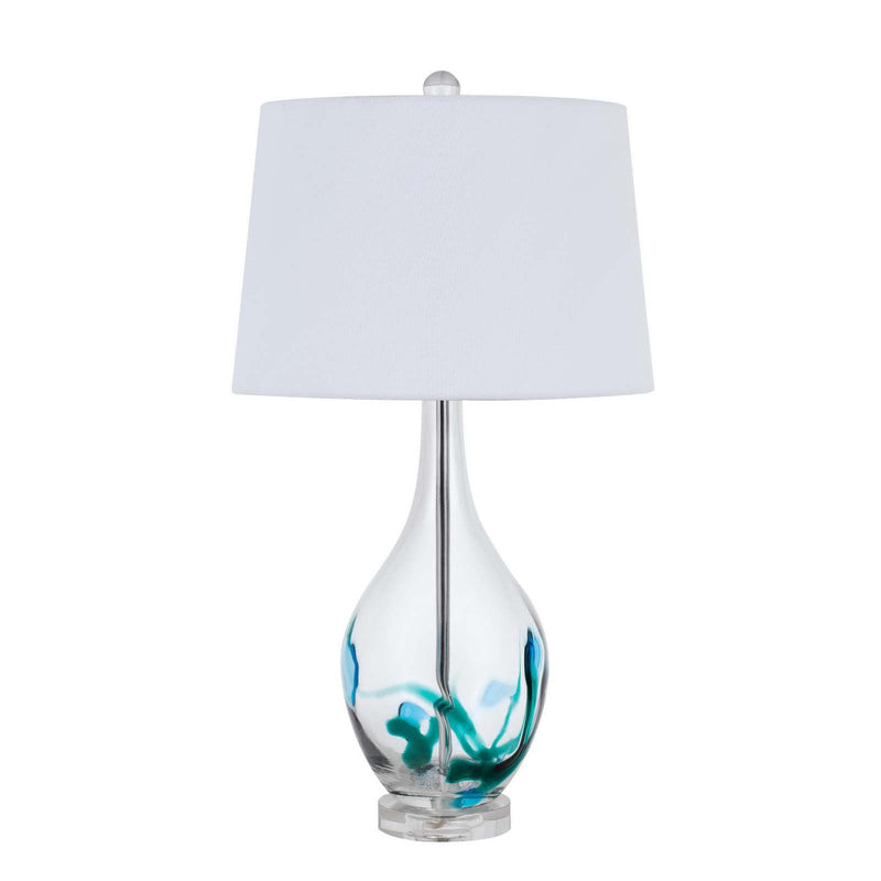 27" Glass Table Lamp With Empire Shade - Clear White