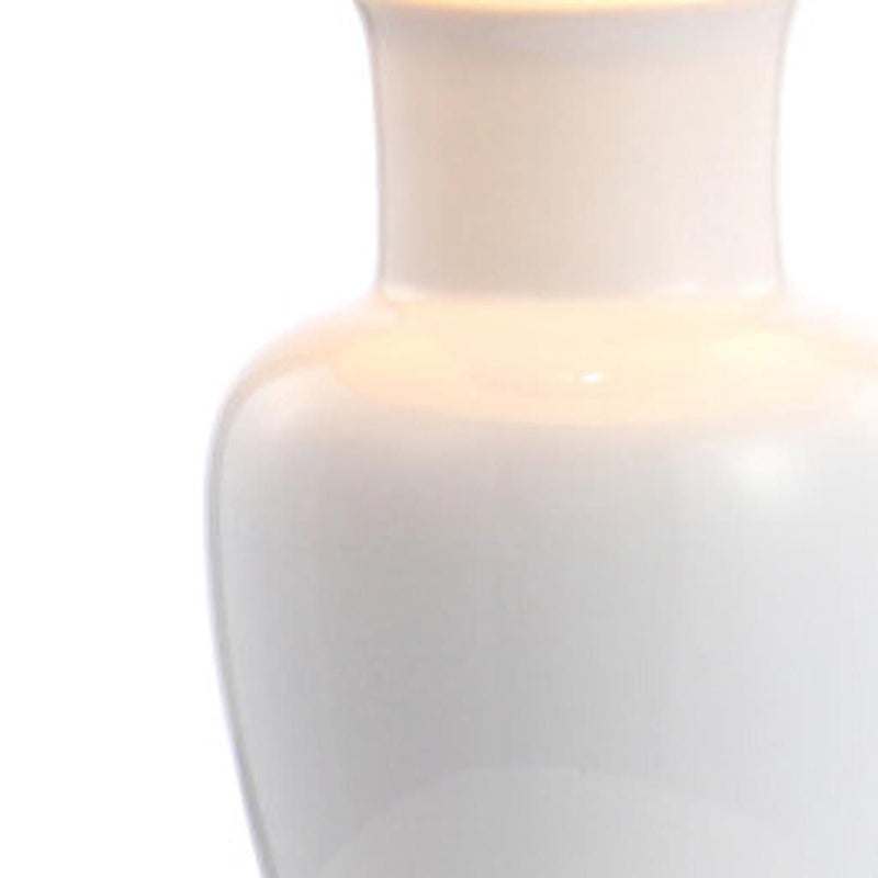 Urn Table Lamp LED With Drum Shade - White