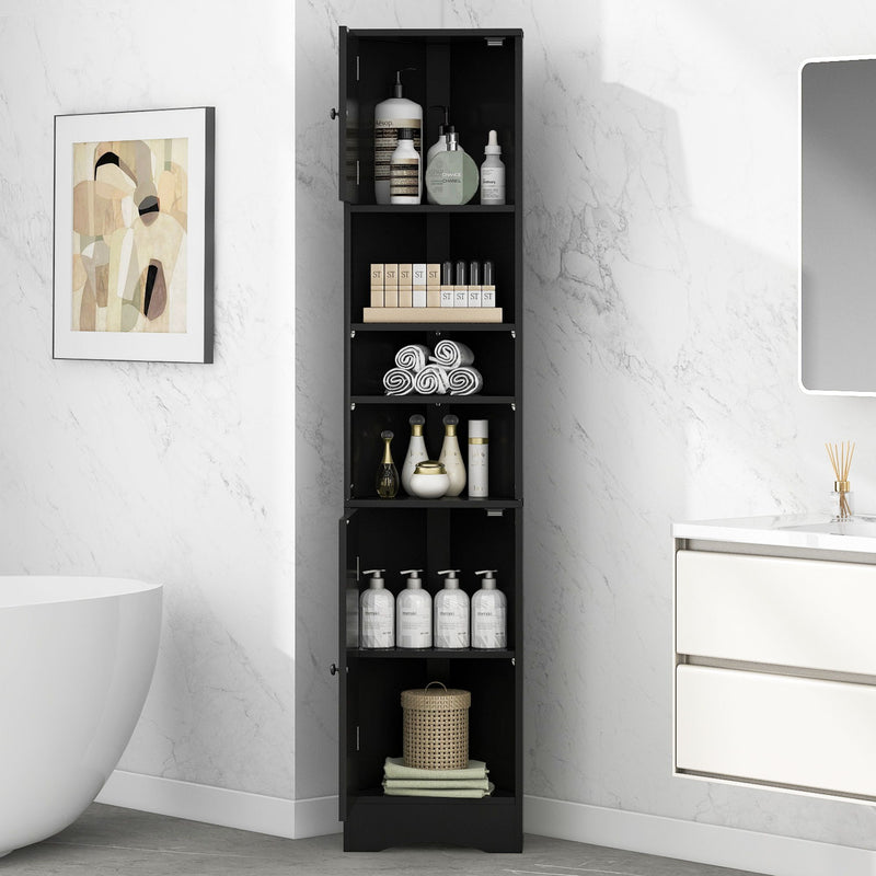 Multi Functional Corner Cabinet With Adjustable Shelves And 2 Doors