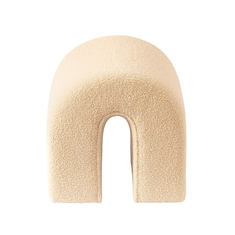 Boucle Oval Footstool Ottoman - Beige