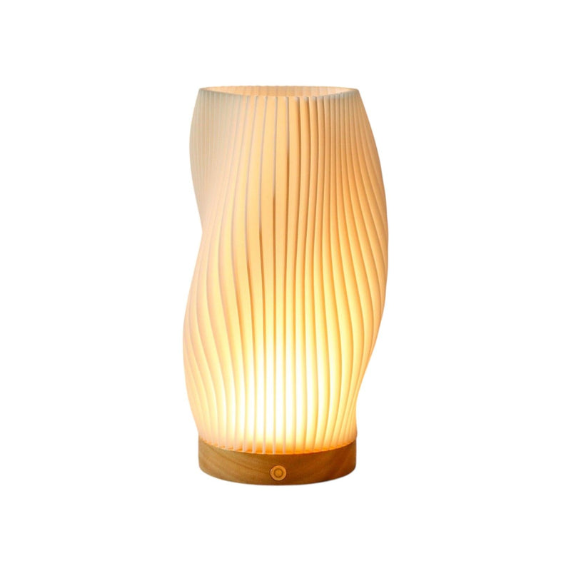 Wavy Geometric Battery Operated Table Lamp - Beige