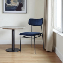Load image into Gallery viewer, Upholstered Velvet Open Back Dining Side Chair - Blue / Black
