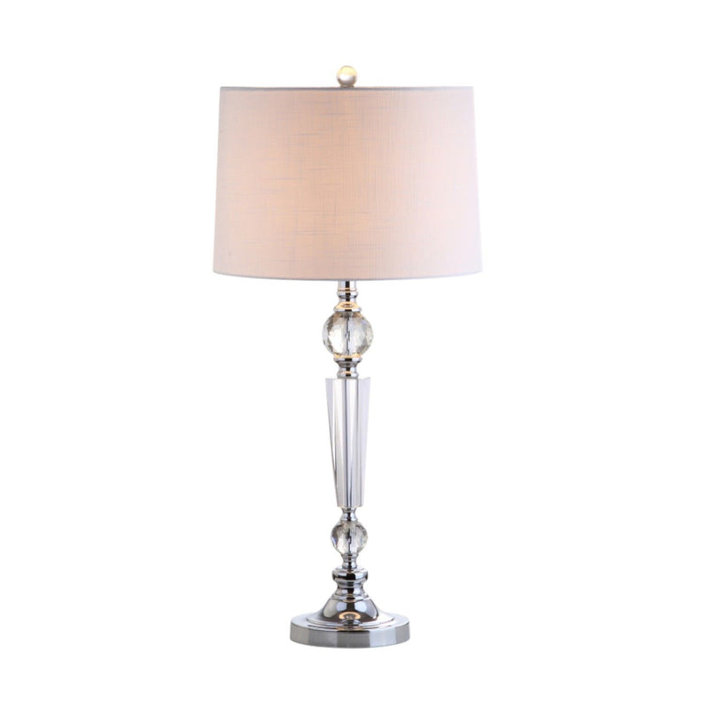 Table Lamps With Drum Shades (Set of 2) - Clear / Silver / White