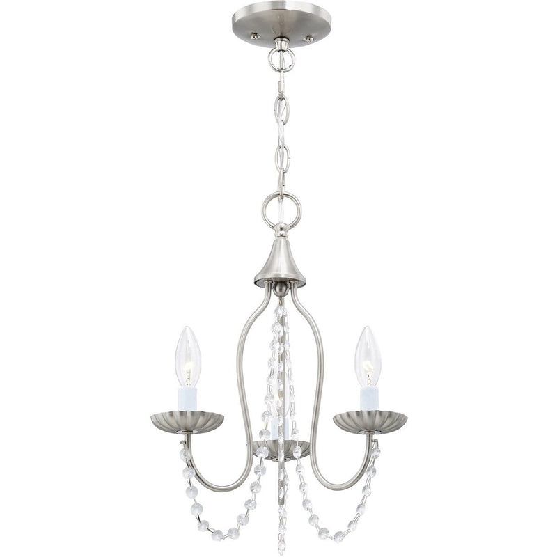 17'' Three Light Dimmable Chandelier With Shades - Nickel
