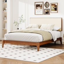 Load image into Gallery viewer, King Size Solid Dry Bamboo Wood 12" Platform Bed With Adjustable Bamboo Headboard - Brown
