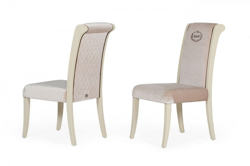 Upholstered Velvet Dining Side Chairs (Set of 2) - Champagne