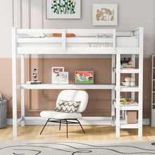 Load image into Gallery viewer, Loft Bed With Storage Shelves And Under Bed Desk
