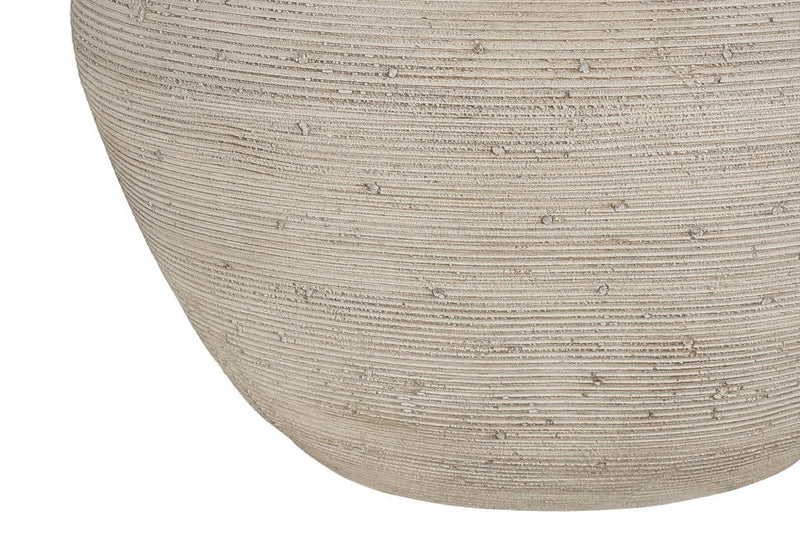 Concrete Round Table Lamp With Beige Drum Shade - Cream
