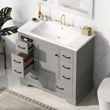 Load image into Gallery viewer, Modern Bathroom Vanity With Sink, 6 Drawers, Adjustable Shelf
