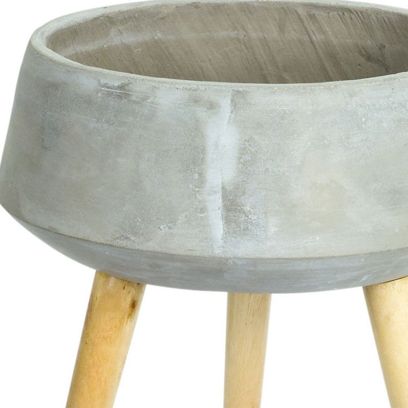 Round Pot Planter With Stand - Gray