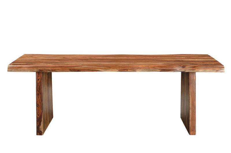 86" Wood Double Pedestal Live Edge Dining Table - Brown