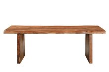 Load image into Gallery viewer, 86" Wood Double Pedestal Live Edge Dining Table - Brown
