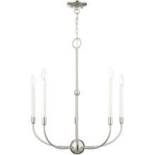 Load image into Gallery viewer, 28" Five Light Dimmable Chandelier With Shades - Nickel
