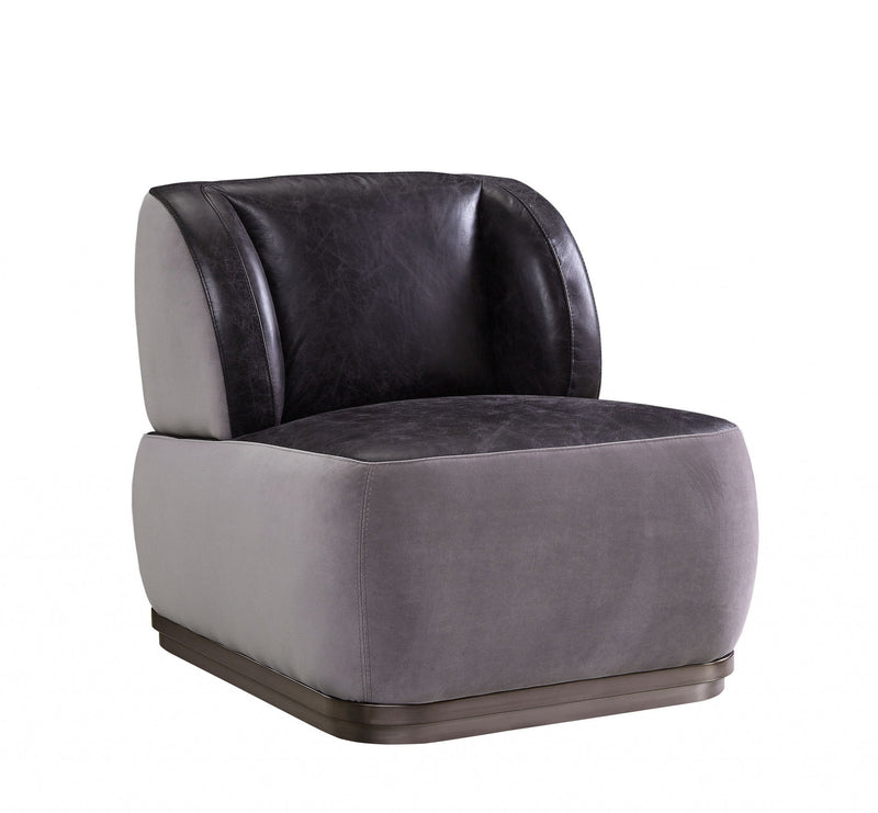Velvet And Brown Solid Color Slipper Chair - Antique Slate Gray