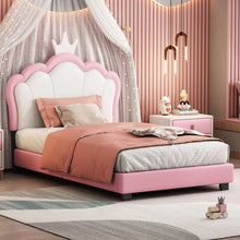 Load image into Gallery viewer, Upholstered Princess Platform Bed With Crown Headboard
