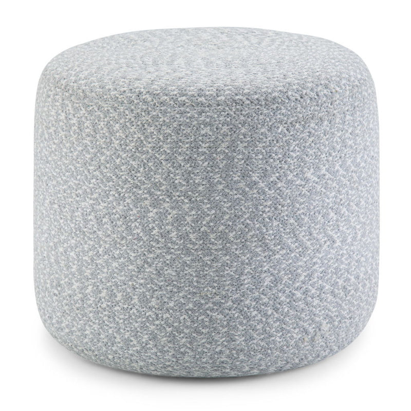 Cotton Round Pouf Ottoman - Blue