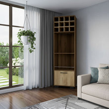 Load image into Gallery viewer, Wood Corner Bar Cabinet With Single Door - Beige / Mahogany
