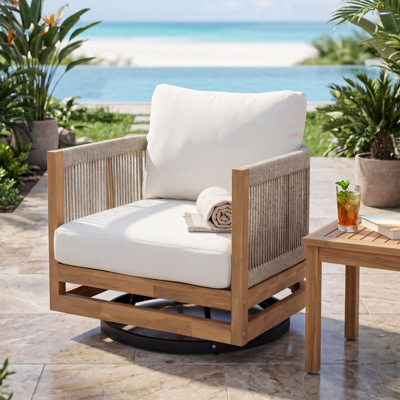 Outdoor Swivel Base Chair & Cushions