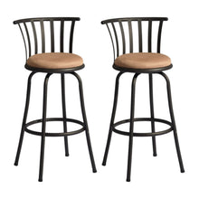 Load image into Gallery viewer, 29" Microfiber And Metal Low Back Bar Height Swivel Bar Chairs (Set of 2) - Brown / Black

