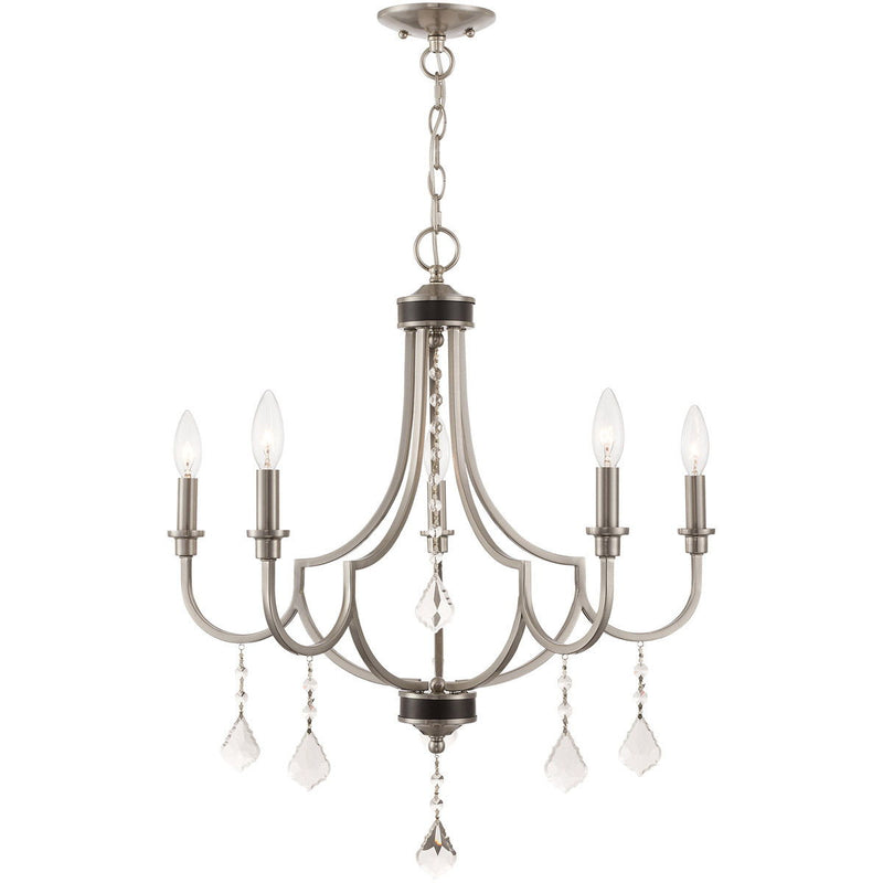 27'' Five-Light Dimmable Chandelier With Shades - Nickel
