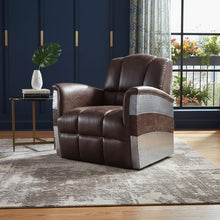 Load image into Gallery viewer, Retro Top Grain Leather And Steel Patchwork Club Chair - Brown
