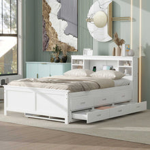 Load image into Gallery viewer, Platform Bed With Storage Headboard, USB, Trundle And 3 Drawers
